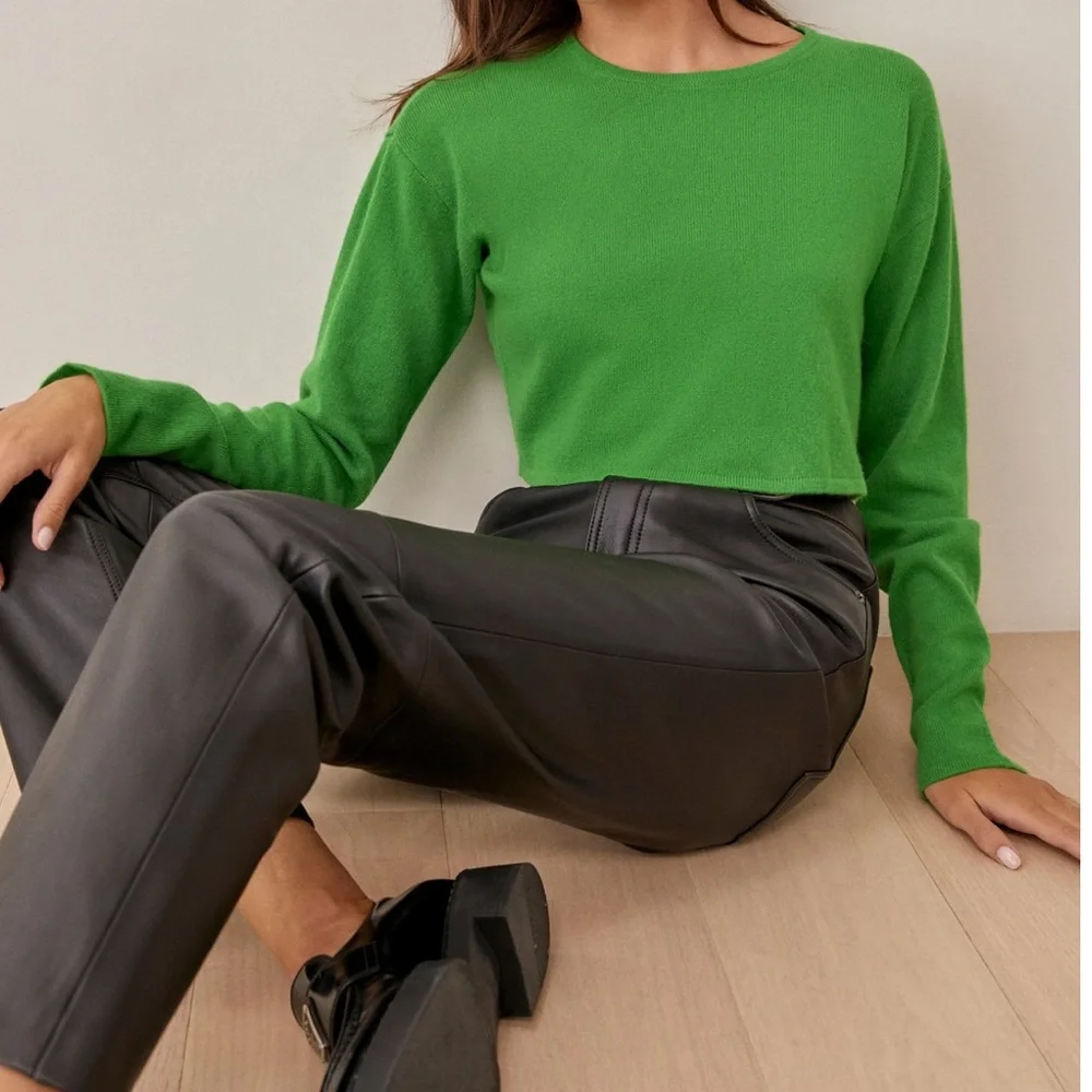Reformation Idan Cropped Cashmere Crew Sweater - Picture 2 of 4